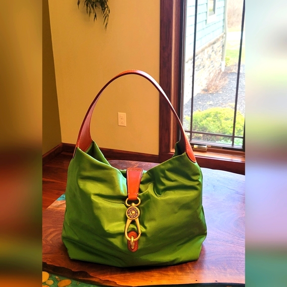 Dooney & Bourke Handbags - New Green Dooney Bourke Logo Lock Nylon Leather Shoulder Strap